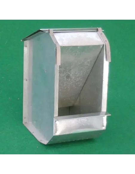 Kleiner Futterautomat aus Metall für Hühner und Kaninchen