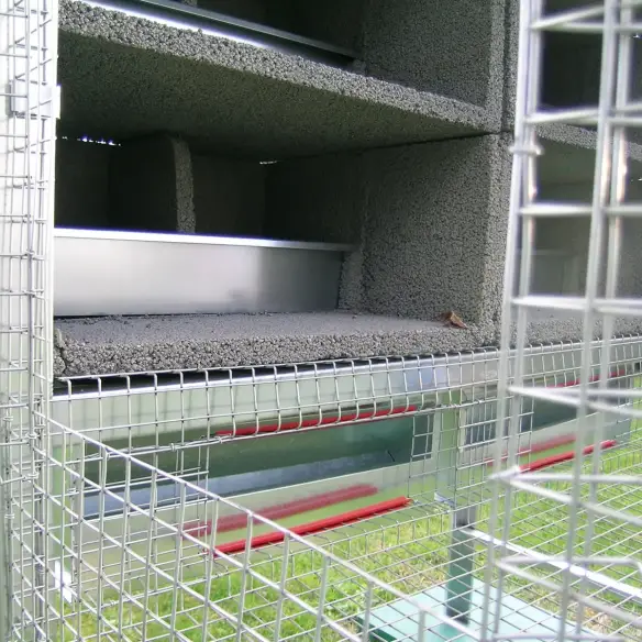 Nistkästen mit herausnehmbarer Metallplatte im Taubenschlag