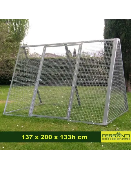 Hühnergehege mit 4 geschlossenen Seiten und Tür 137x200x133h