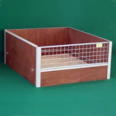 Wurfkiste für Hunde aus Holz mit Quetschschutzrand