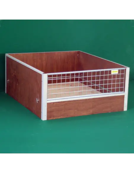 Wurfkiste für Hunde aus Holz mit Quetschschutzrand