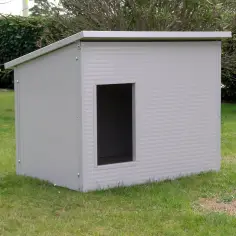 Hundehütte XXL Modell Dobermann in Weiß/Grau