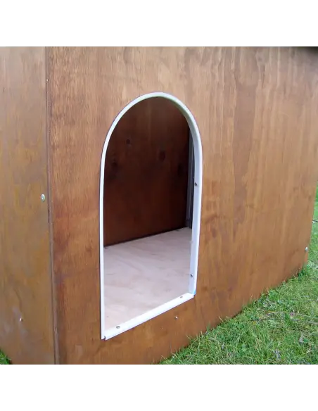 Eingang der Holzhütte Modell Collie für große Hunde