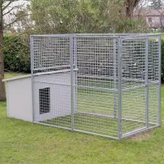 Hundezwinger Modell Eco mit Hundehütte Dobermann mit Dach 2