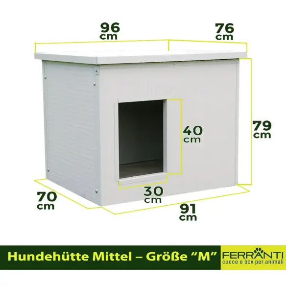 Hundehütte in Weiß/Grau für kleine und mittelgroße Hunde