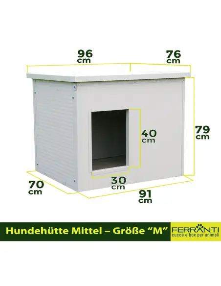 Hundehütte in Weiß/Grau für kleine und mittelgroße Hunde