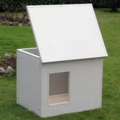Isolierte Hundehütte Outdoor für kleine Hunde in Weiß und Grau 2