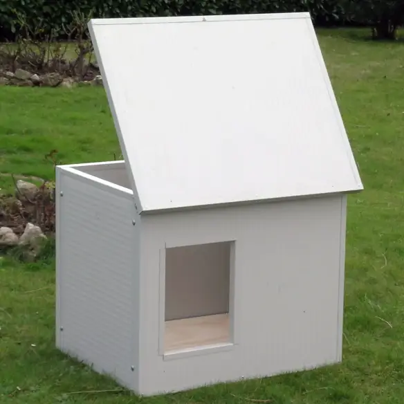 Isolierte Hundehütte Outdoor für kleine Hunde in Weiß und Grau