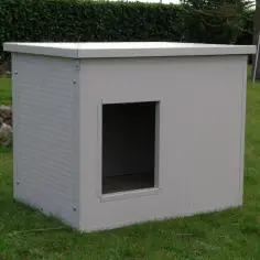 Hundehütte in Weiß/Grau für kleine und mittelgroße Hunde