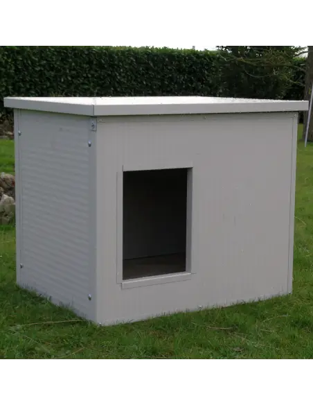 Hundehütte in Weiß/Grau für kleine und mittelgroße Hunde