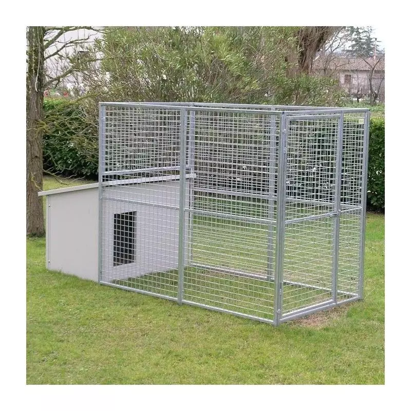 Modularer Hundezwinger für Draußen Mod. Eco + Hundehütte Dobermann
