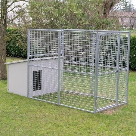 Modularer Hundezwinger für Draußen Mod. Eco + Hundehütte Dobermann